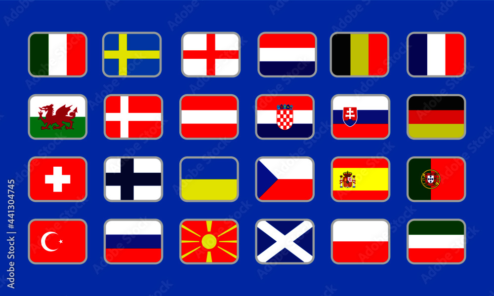 ROUNDED CORNER EUROPEAN NATIONS FLAG EURO 2020 ROUNDED CORNER EUROPEAN NATIONS FLAG EURO 2020