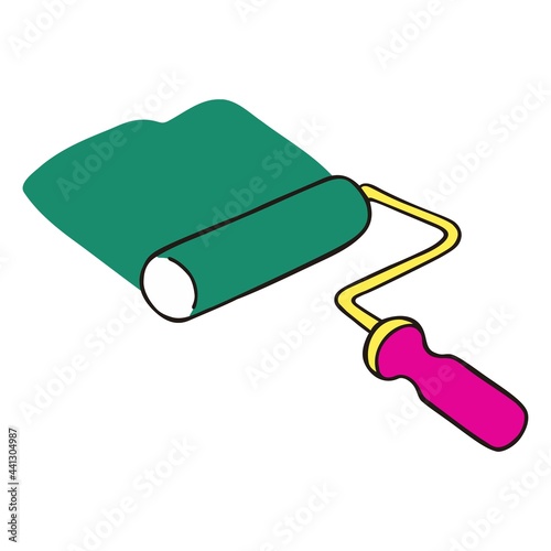 色塗り用ローラーのイラスト