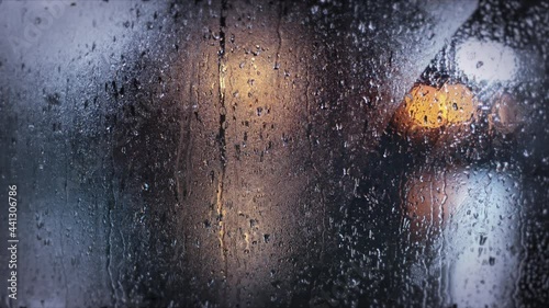 rain drops on window glass, water, liquid, wet, loop background, raindrop, condensation on glass, rainy weather.