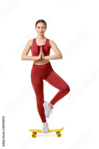 Sporty young woman with ska...