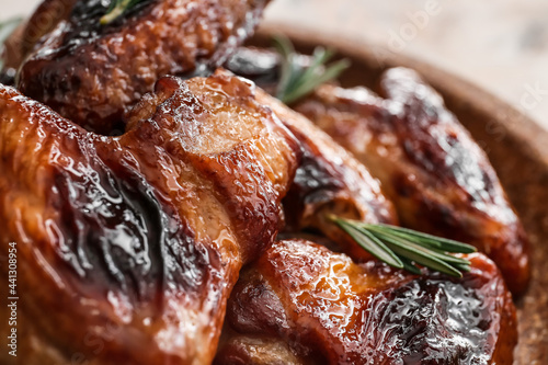 Delicious glazed chicken wi...