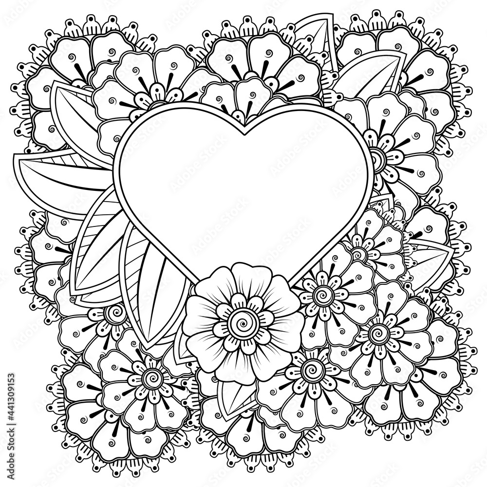 Mehndi flower for henna, mehndi, tattoo, decoration. decorative ornament in ethnic oriental style. doodle ornament. outline hand draw illustration. coloring book page. Mehndi flower for henna, mehndi, tattoo, decoration. decorative ornament in ethnic oriental style. doodle ornament. outline hand draw illustration. coloring book page.