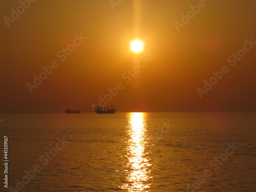 sunset and ship