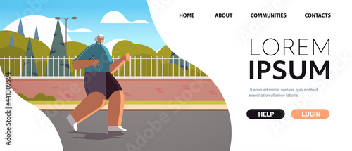 old woman in sportswear running in park senior female pensioner doing physical exercises outdoors activity
