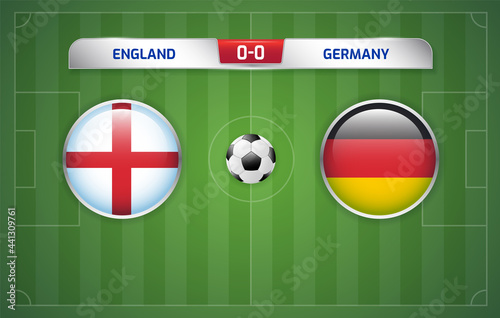 England vs Germany scoreboard broadcast template for sport soccer and football tournament championship 2020 Round of 16