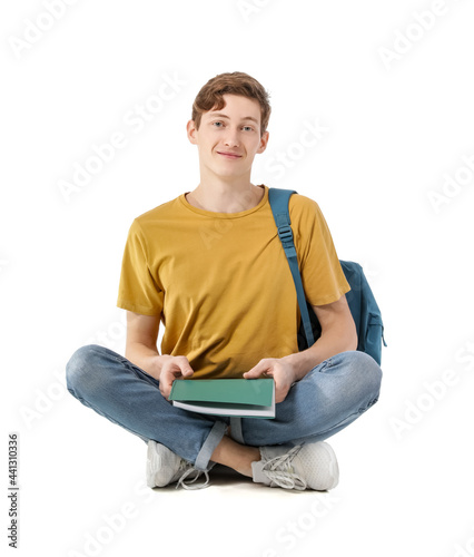 Male student on white background