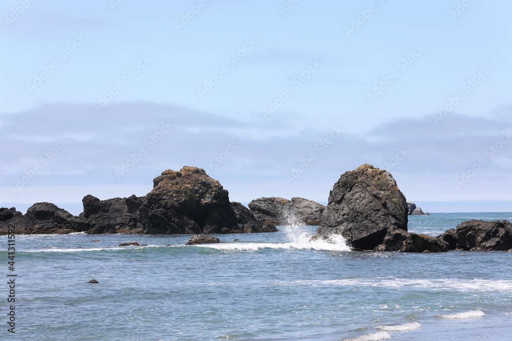Rocks and Waves Off the Beach at Crescent City, California Rocks and Waves Off the Beach at Crescent City, California