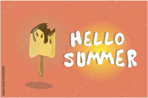 hello summer vector illustration, suitable for web banner or printing campaign