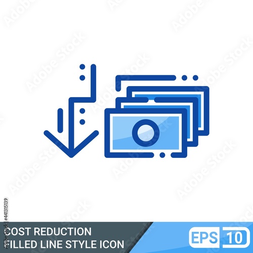 cost reduction filled line style icon isolated on white background. EPS 10