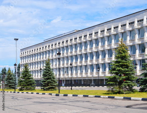  Russia.The building of the Ulyanovsk Pedagogical University under the blue sky