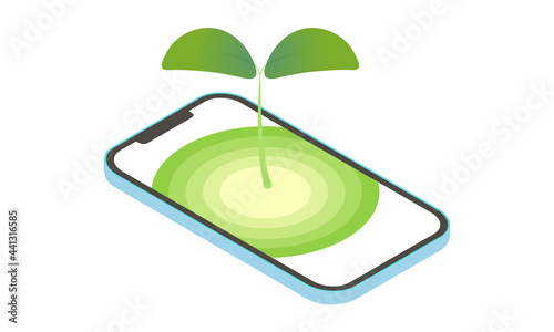 スマートフォンから緑のふたばイラスト
