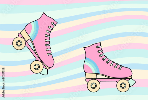 vector background with roller skates for banners, cards, flyers, social media wallpapers, etc. photo