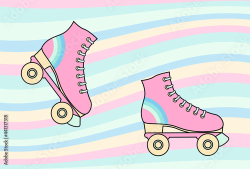 vector background with roller skates for banners, cards, flyers, social media wallpapers, etc.