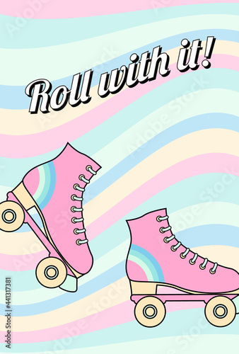 vector background with roller skates for banners, cards, flyers, social media wallpapers, etc.
