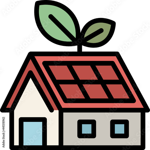 eco house color outline icon