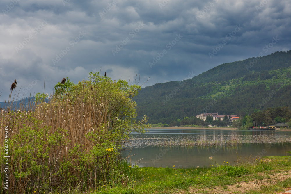 Bolu, wonderful lake view from the wooden observation deck by Abant Lake Bolu, wonderful lake view from the wooden observation deck by Abant Lake