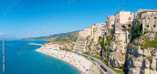 High view of Tropea town and beach - Calabria, Italy