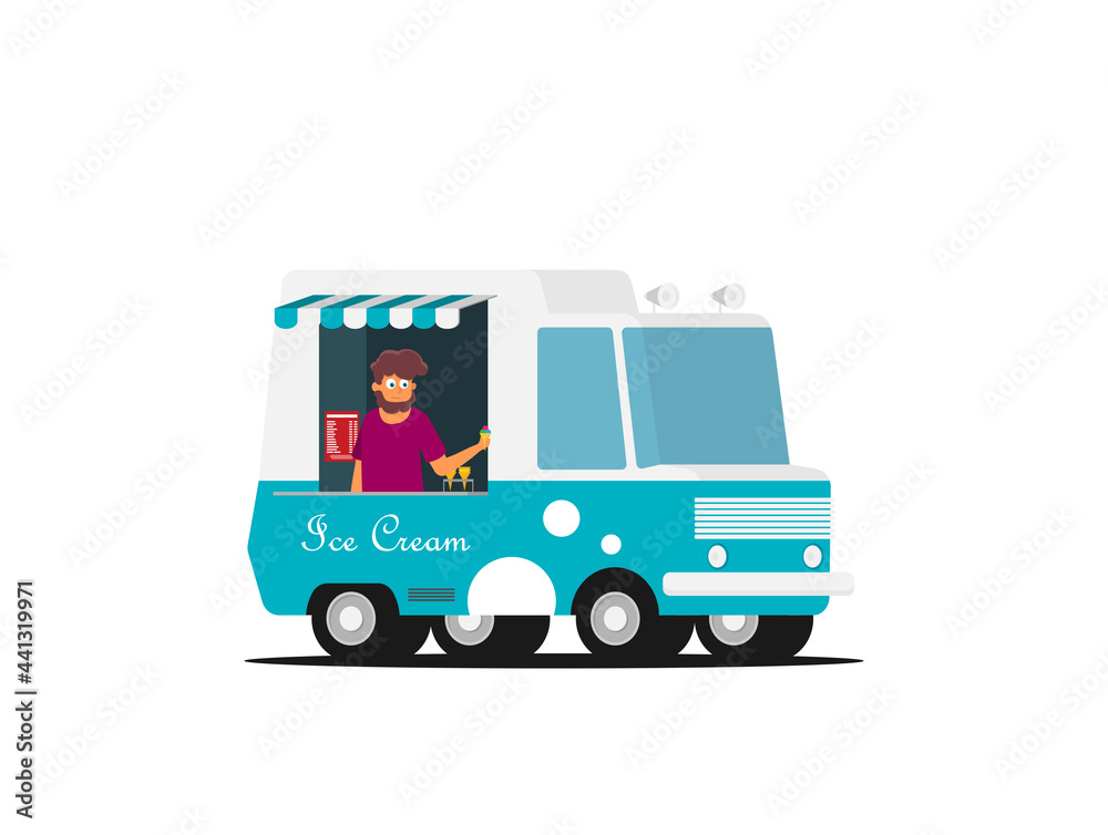Fototapeta premium Vector ice cream flat illustration