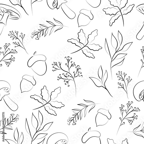Elegant outline autumn doodle, vector illustration.