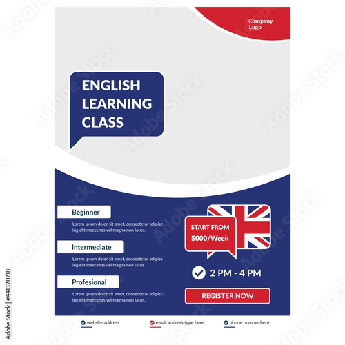 Online English Learning Class Flyer 