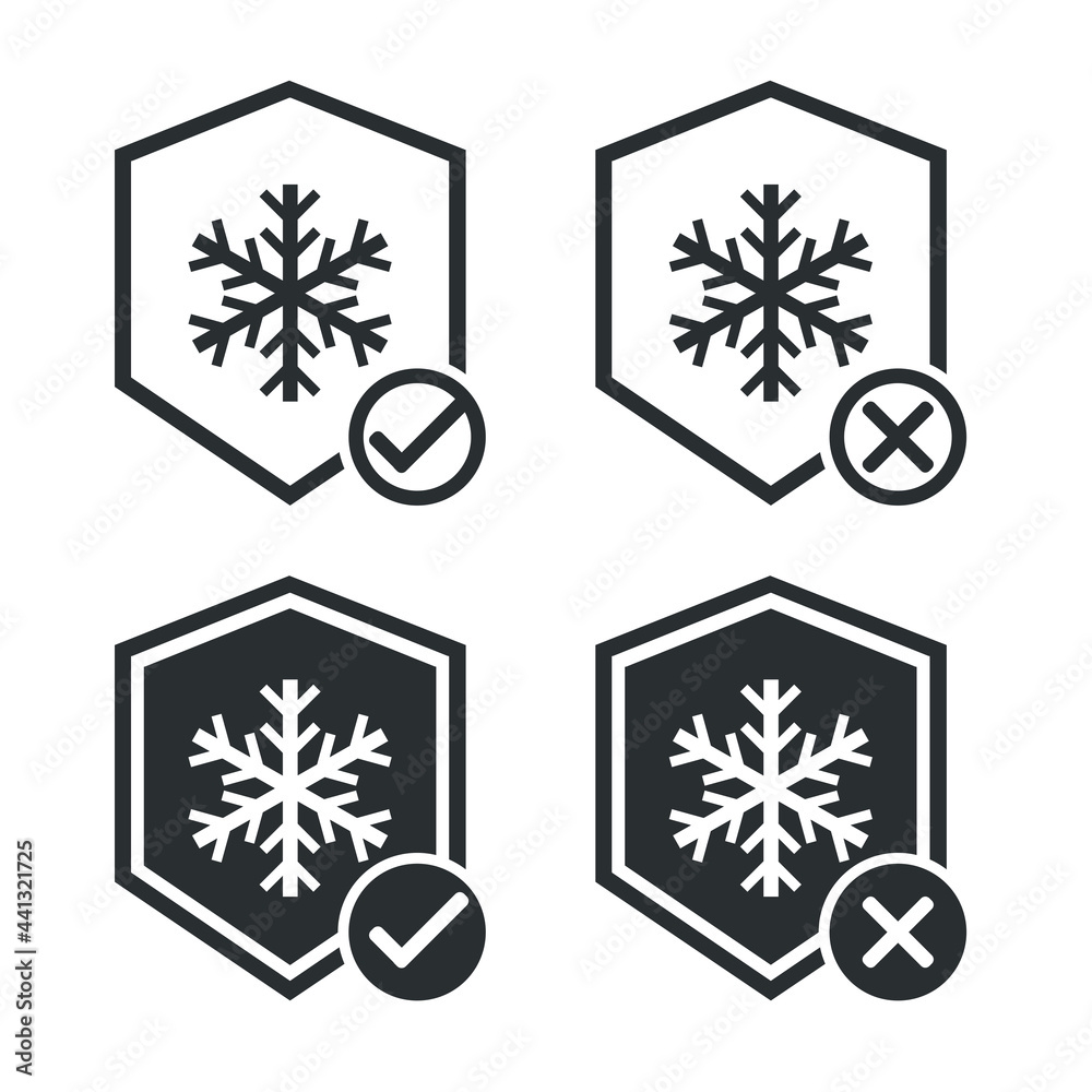 Cold resistant sign. Shield with a snowflake icon. Frost resistance