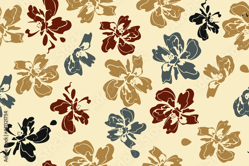 Floral ornament. Summer seamless pattern. Suitable for textiles, notebooks, clothing