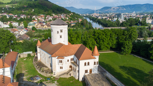 Aerial view on Budatin Castle near the city of Zilina in Slovakia.