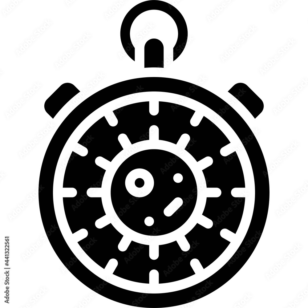 Stopwatch with Virus icon, Vaccine Development related vector