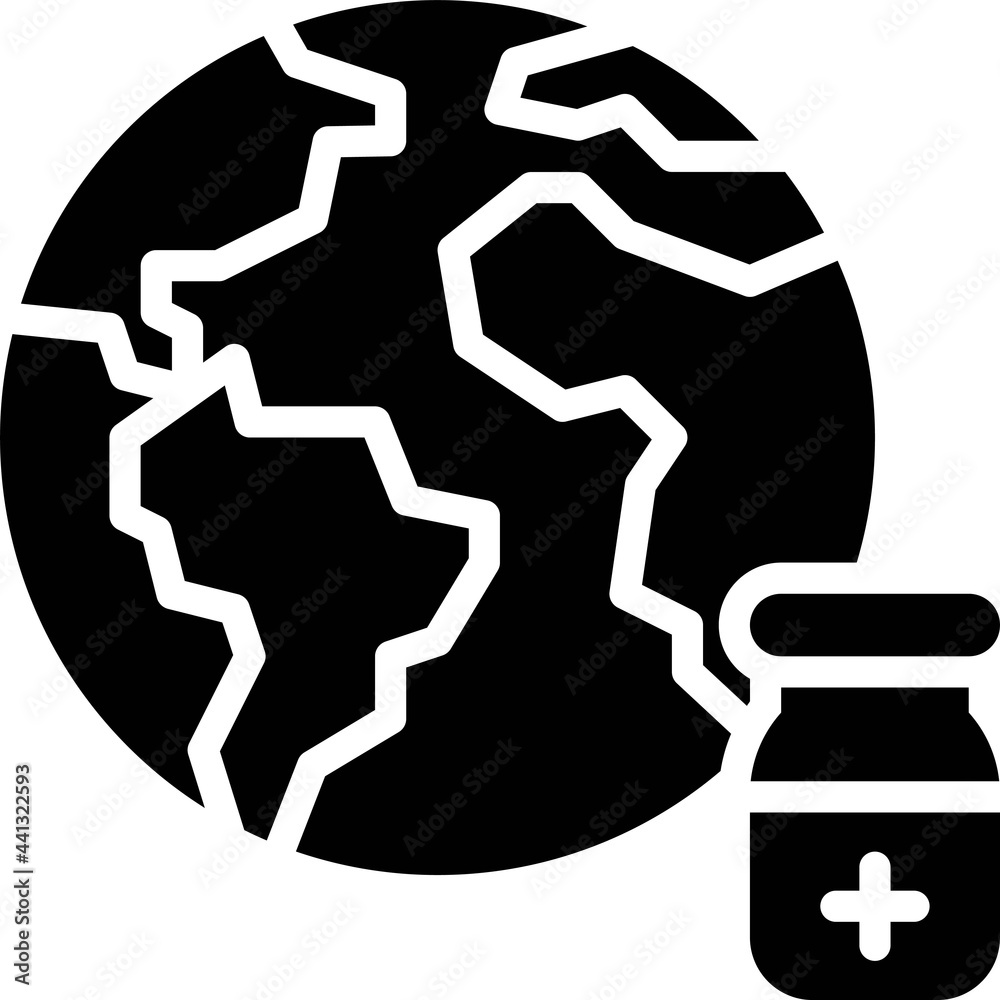 Globe and Vaccine bottle icon, Vaccine Development related vector Globe and Vaccine bottle icon, Vaccine Development related vector