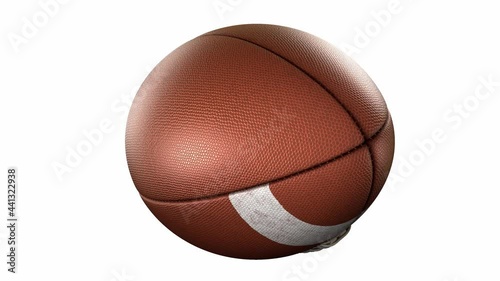 American football ball rotating in motion on white screen with alpha-channel. Looped American football 3d Animation. 3d. 4K
