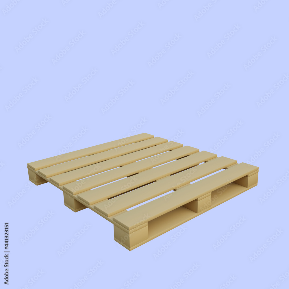 3d illustration of simple object pallet