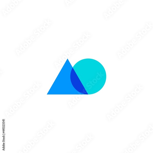 ao letter mark initial overlapping color multiply logo vector icon illustration