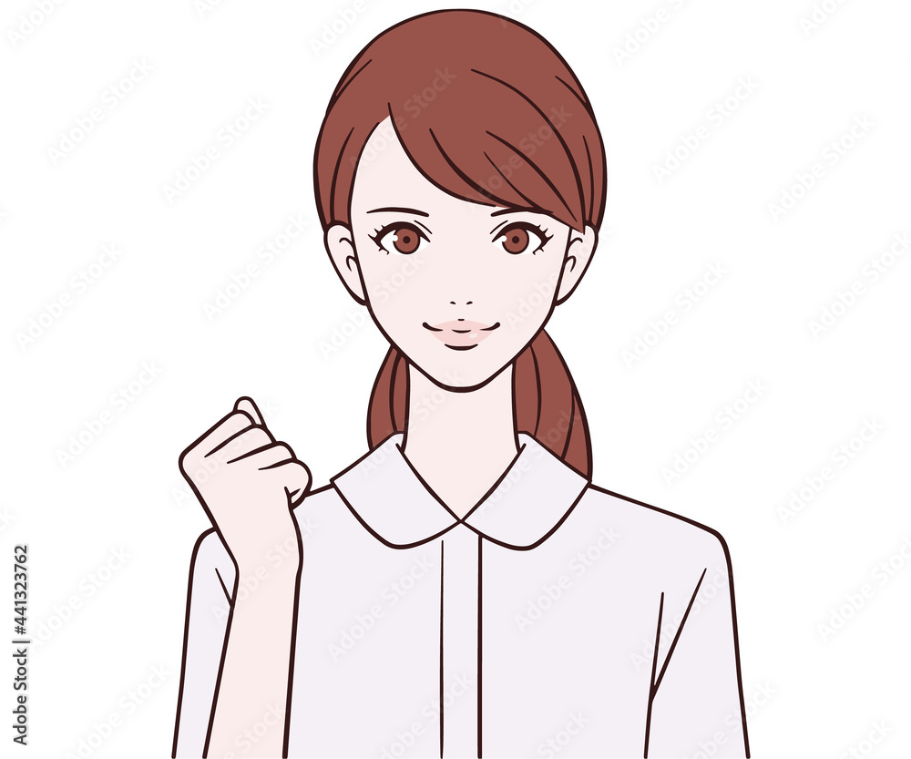 ガッツポーズをする看護師