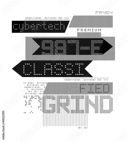 slogan print design with lines and dots