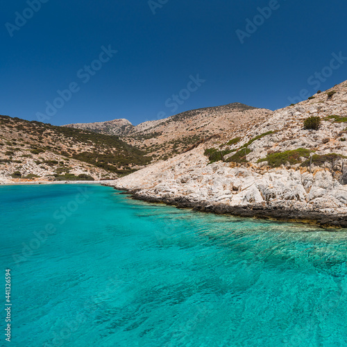 A bay on the south coast of the Greek island of Keros in the Small Cyclades