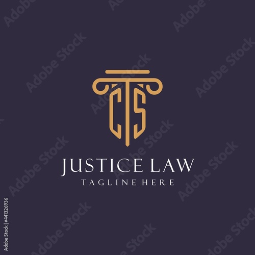CS monogram initials design for law firm, lawyer, law office with pillar style