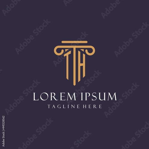 TH monogram initials design for law firm, lawyer, law office with pillar style