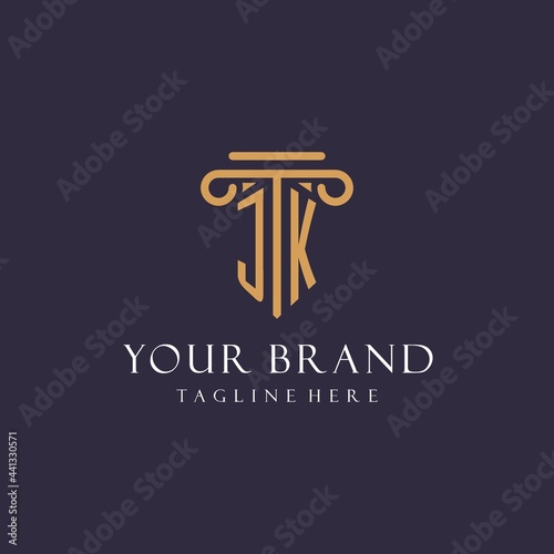 JK monogram initials design for law firm, lawyer, law office with pillar style
