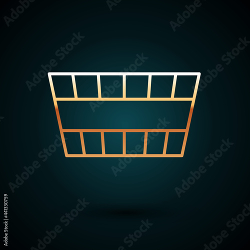 Gold line Sauna bucket icon isolated on dark blue background. Vector