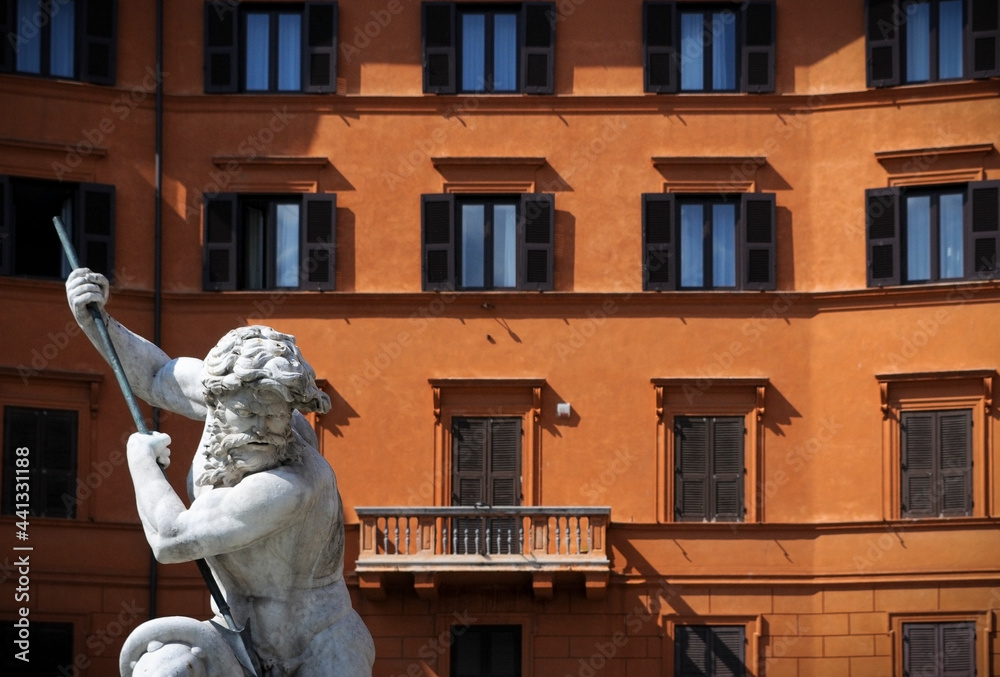 Statue of Neptune in Navona Square, Rome, Italy