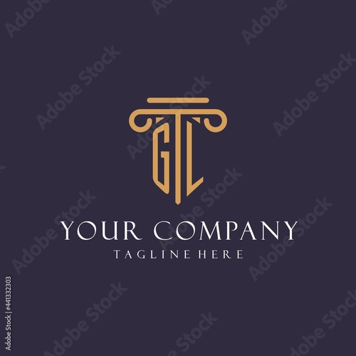 GL monogram initials design for law firm, lawyer, law office with pillar style