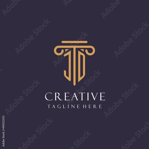 JD monogram initials design for law firm, lawyer, law office with pillar style