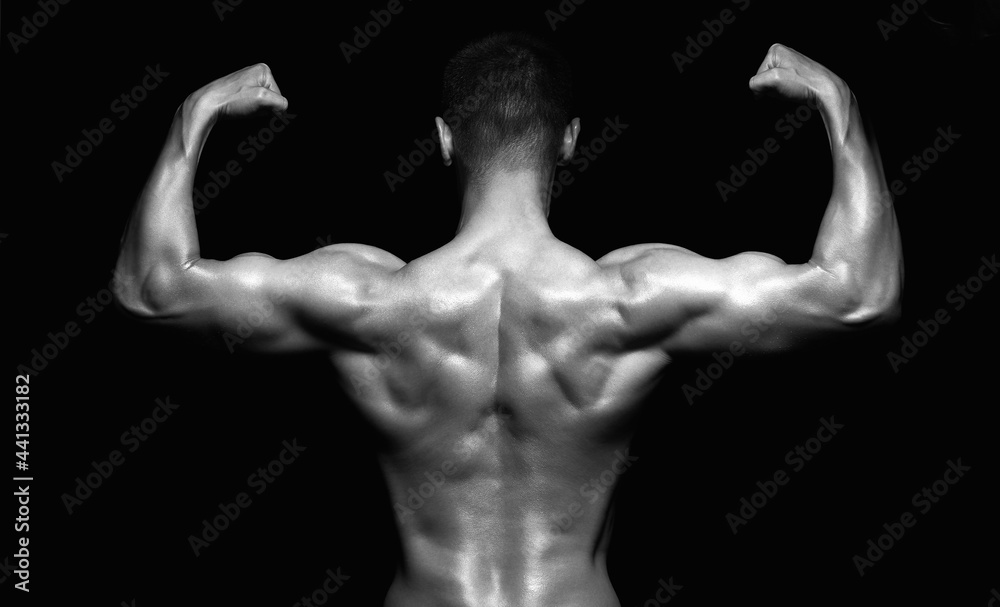Fototapeta premium bodybuilders male back. Naked body muscular Man