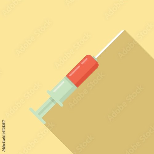 Blood syringe icon, flat style