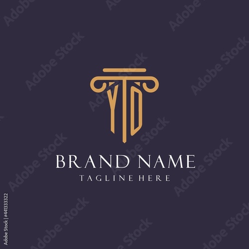 YO monogram initials design for law firm, lawyer, law office with pillar style