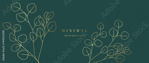 Minimal green tropical leaves background vector.