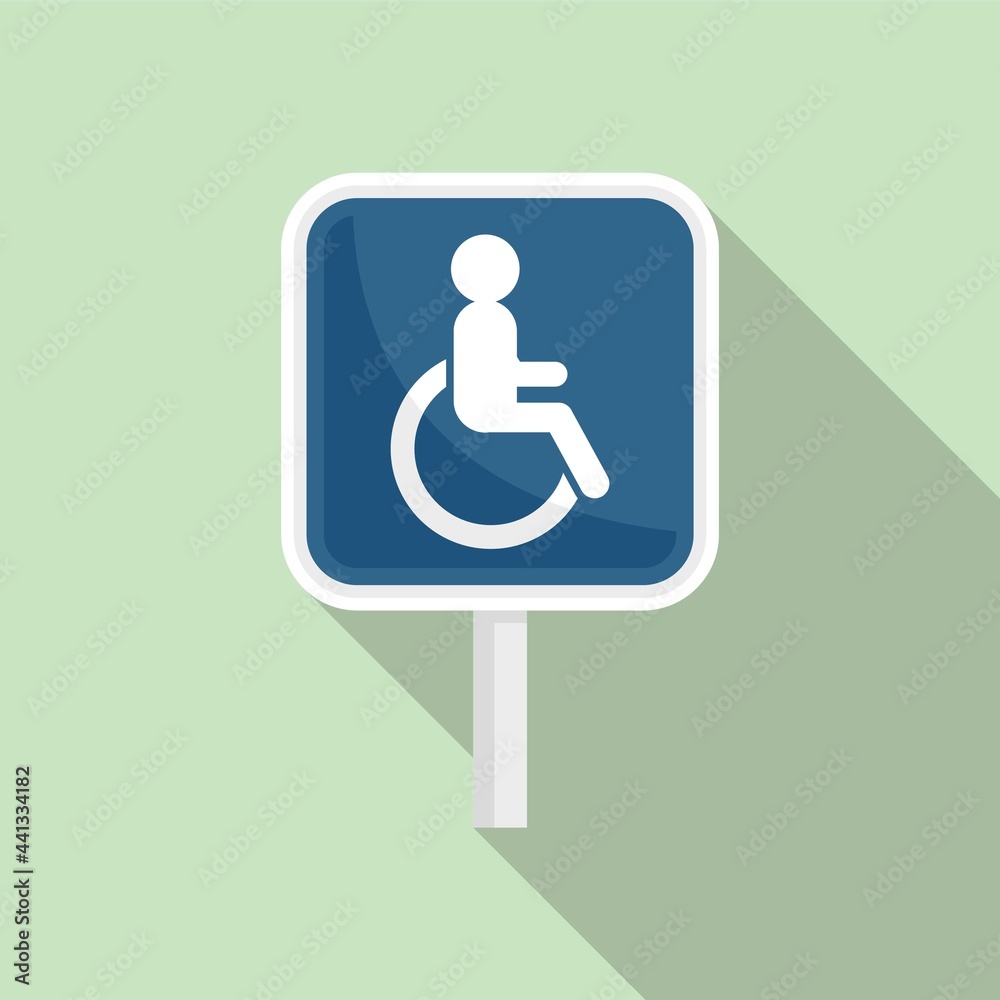 Handicapped road sign icon, flat style Handicapped road sign icon, flat style