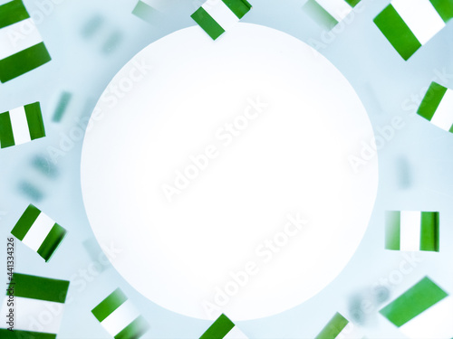 Happy independence day Nigeria. October 1. National flags on a foggy background. The concept of patriotism, memory and freedom.