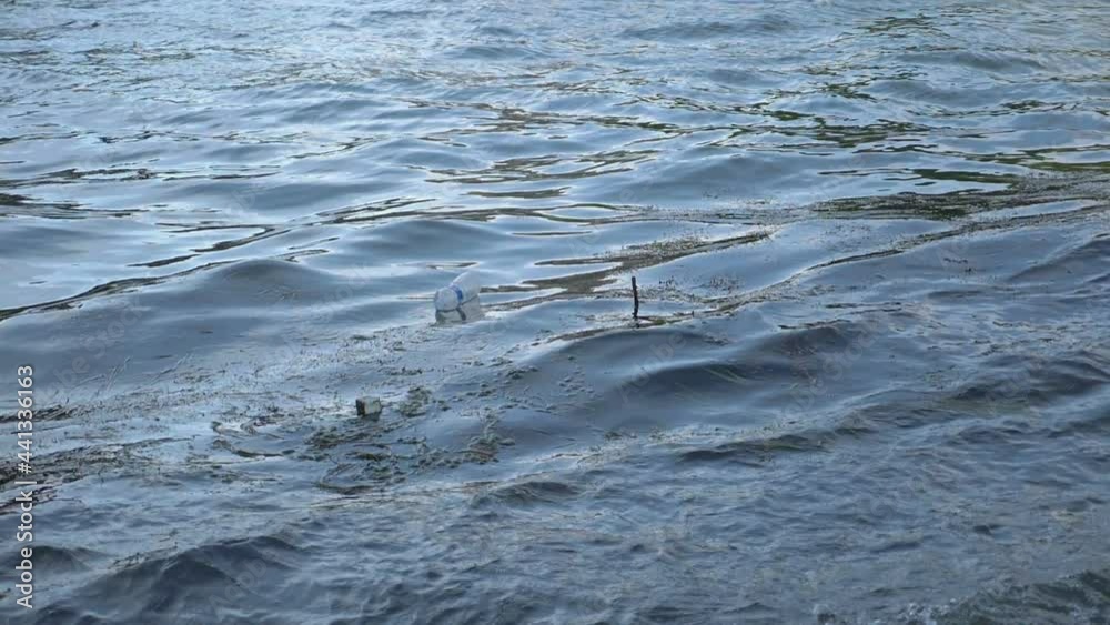 PLastic bottle in the standing water in slow motion 180fps