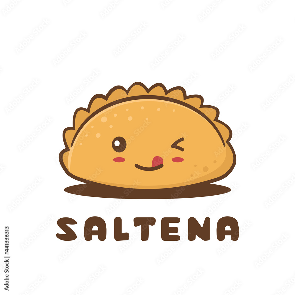 cute saltena bread. vector cartoon illustration cute saltena bread. vector cartoon illustration